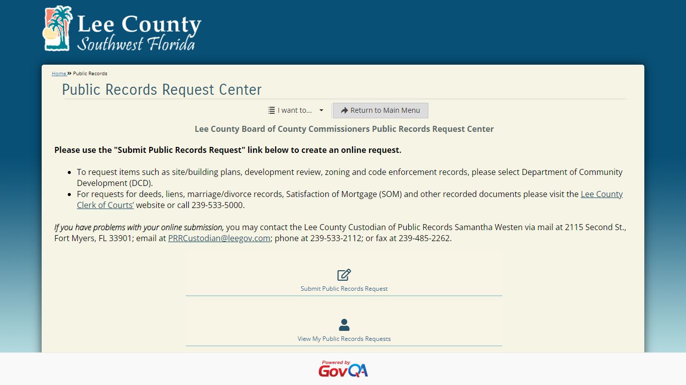Public Records Request Center - Lee County Southwest Florida
